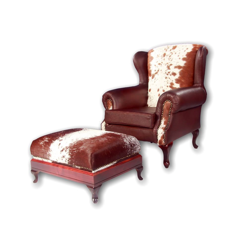 Nguni wingback & ottoman